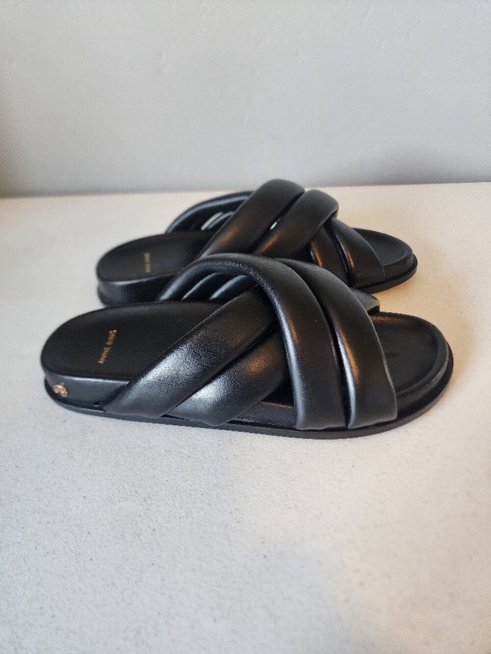 Anine Bing Black Emi Leather Slide Sandals - Picture 4 of 16